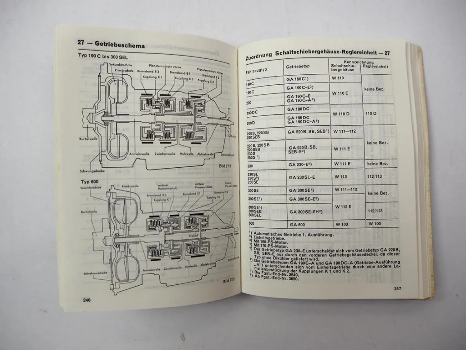 Mercedes Benz PKW 190 200 220 230 250 300 600 C DC S SL Tabellenbuch 1963-1966