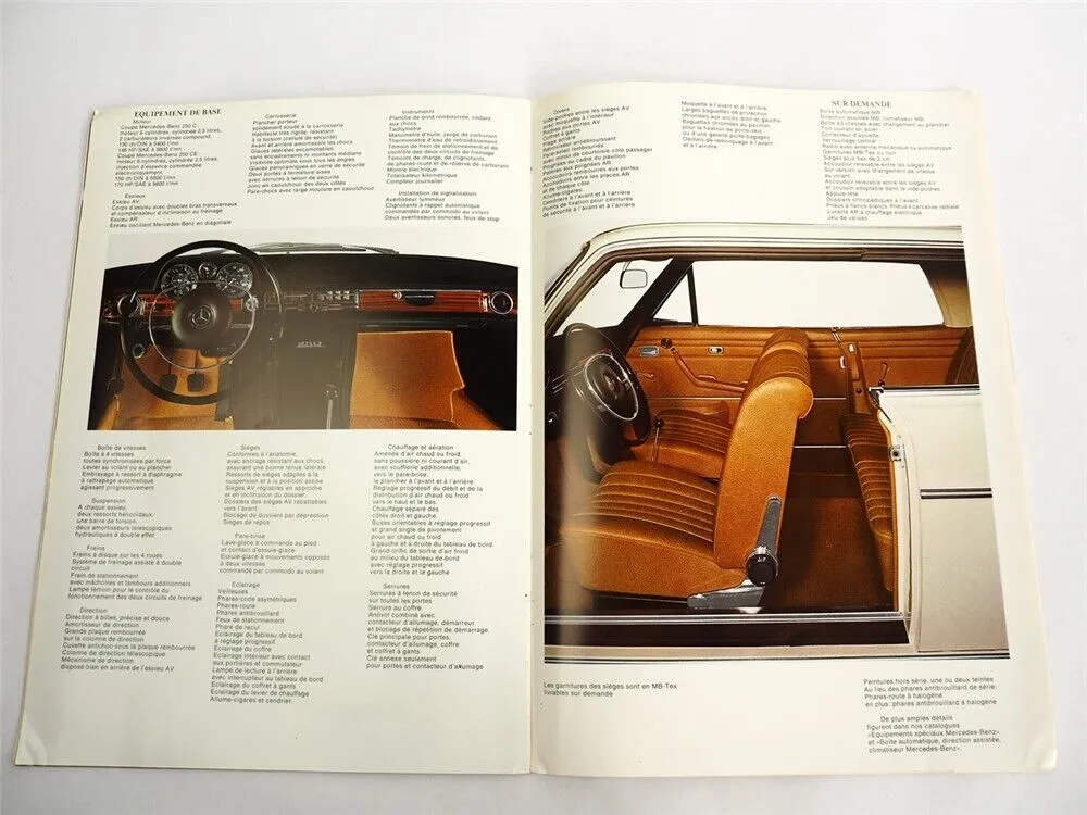 Mercedes Benz PKW 250 250E Coupe W114 /8 Prospekt 1968 in Französisch