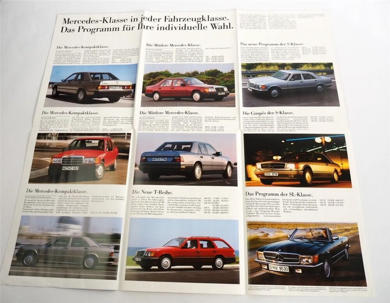 Mercedes Benz PKW Programm 190 200 230 260 300 420 500 560 Prospekt 1985