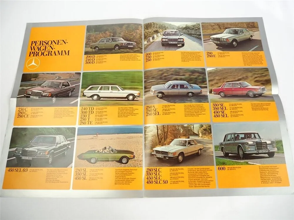 Mercedes Benz PKW Programm 200 220 230 240 250 280 350 450 600 Prospekt 1979