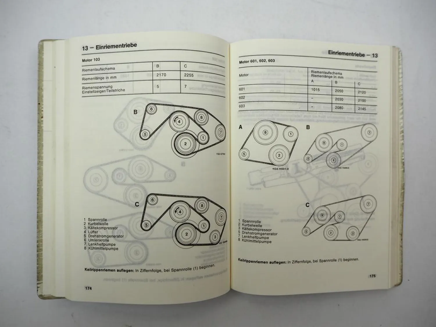 Mercedes Benz PKW Typ R107 W124 W126 W201 Tabellenbuch 04/1986