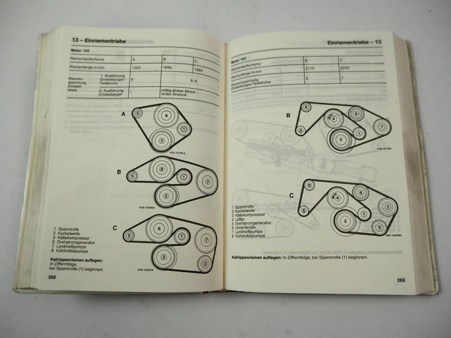 Mercedes Benz R107 W124 W126 W201 Tabellenbuch ab 1985 - 1988 190E - 560SL