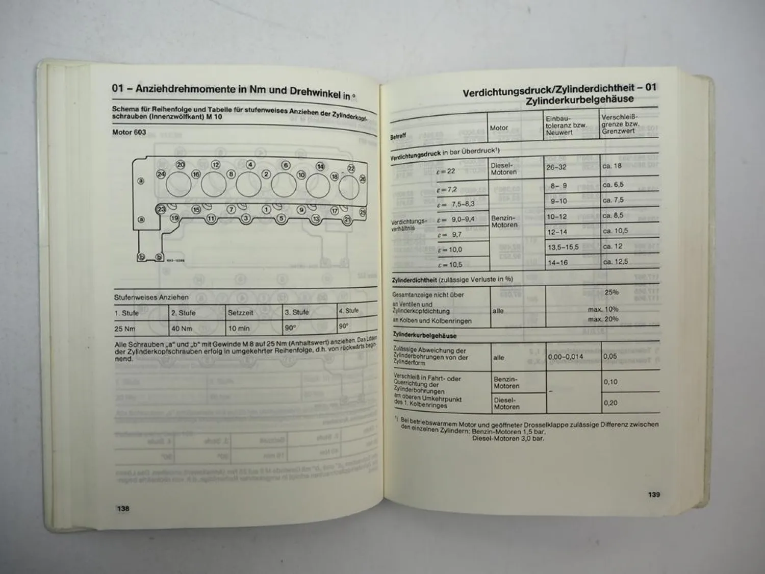 Mercedes Benz R107 W124 W126 W201 Tabellenbuch ab 1985 - 1988 190E - 560SL