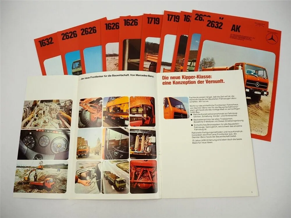 Mercedes Benz Schwere Baustellenfahrzeuge Kipper Prospekt 1973