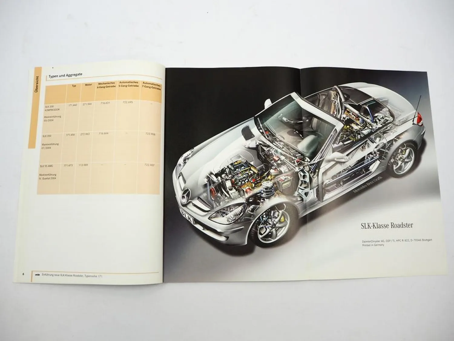 Mercedes Benz SLK-Klasse R171 Roadster Einführungsschrift für den Service 2004