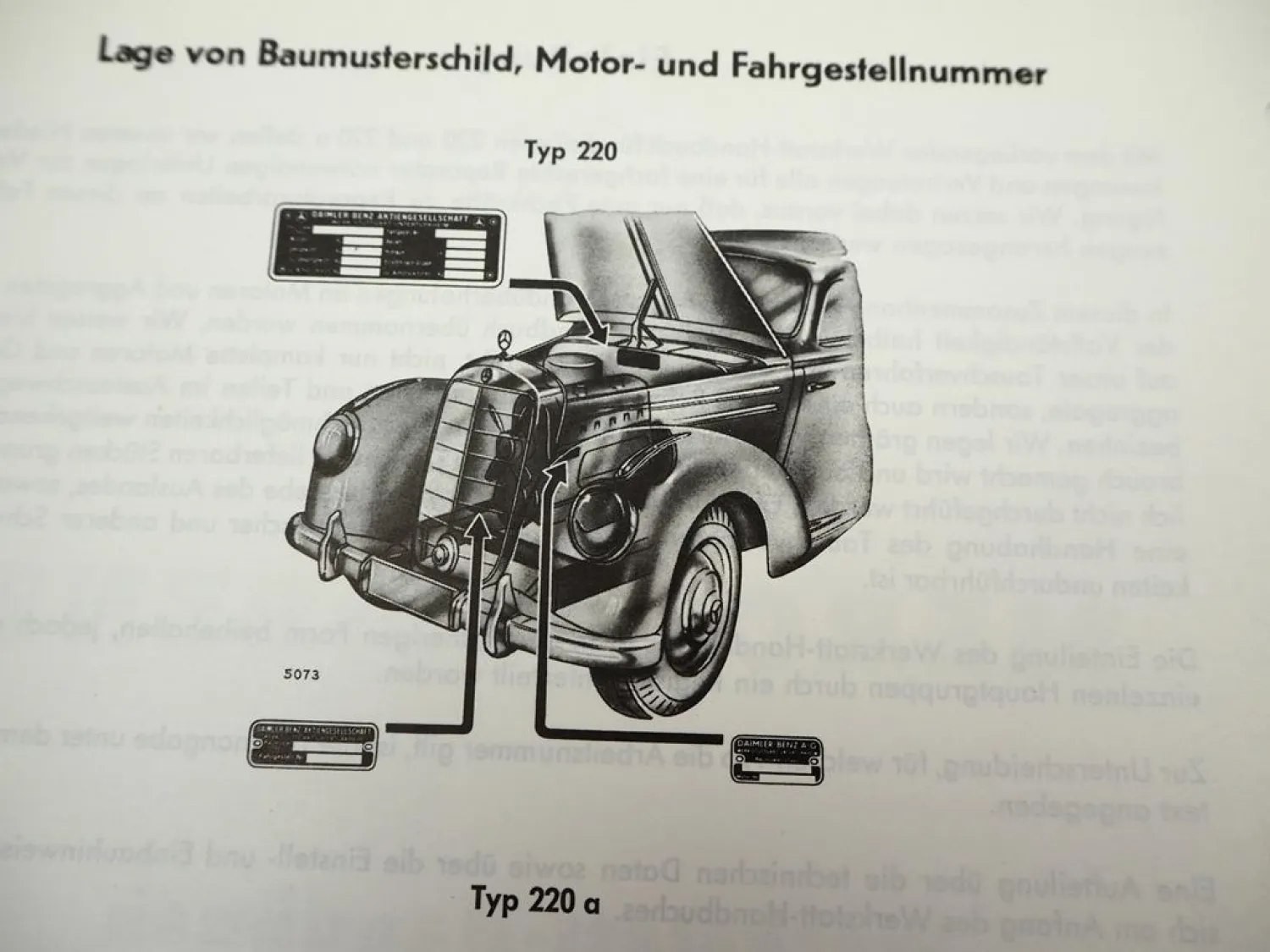 Mercedes Benz Typ 220 W187 & 220a Typ W180 Werkstatthandbuch