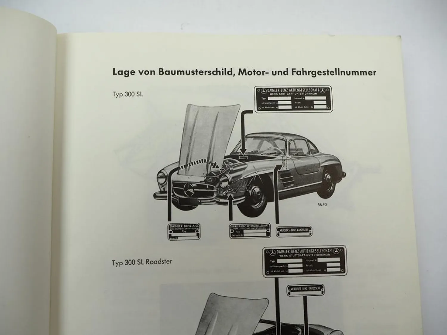 Mercedes Benz Typ 300SL W198 Coupe Roadster Werkstatthandbuch Reparatur 1955-63