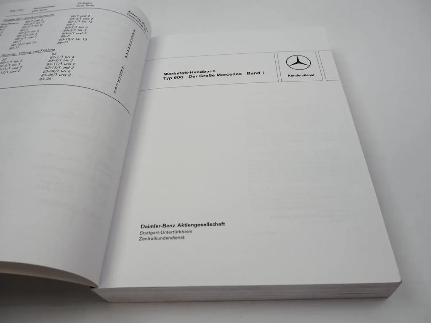 Mercedes Benz Typ 600 Werkstatthandbuch 1964 Der große Mercedes