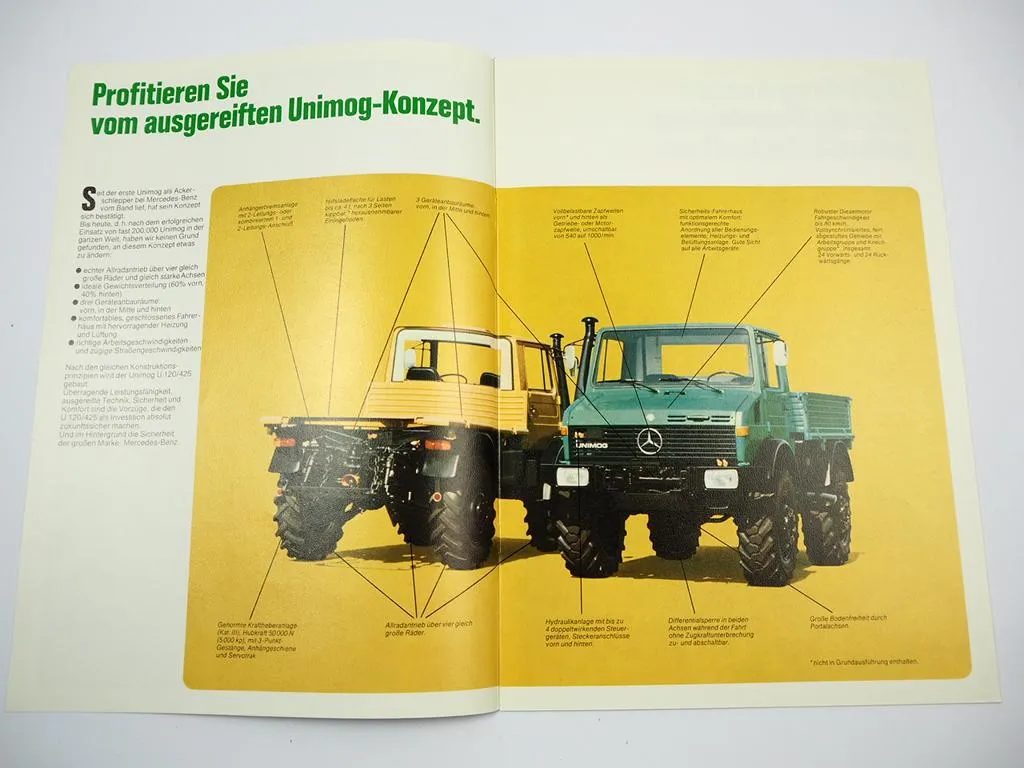 Mercedes Benz U 120 425 Unimog Ackerschlepper Prospekt 1976