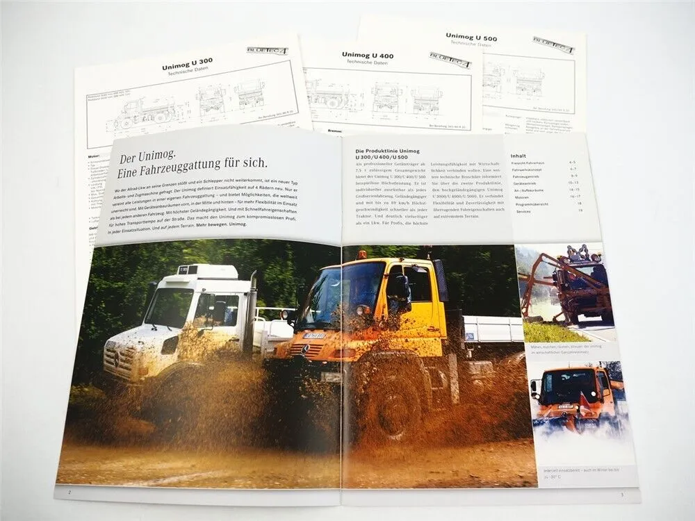 Mercedes Benz U 300 400 500 Unimog Prospekt Technische Daten 2006