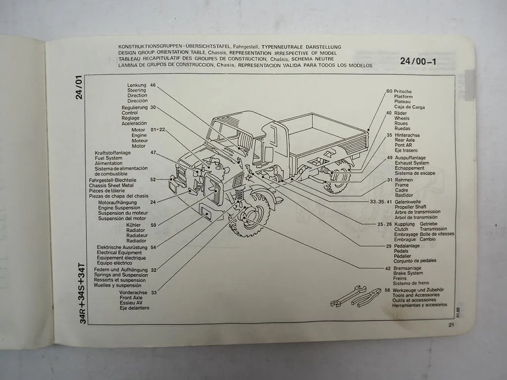 Mercedes Benz Unimog U 800 900 1100 1150 Fahrgestell 417 Ersatzteilliste 1988