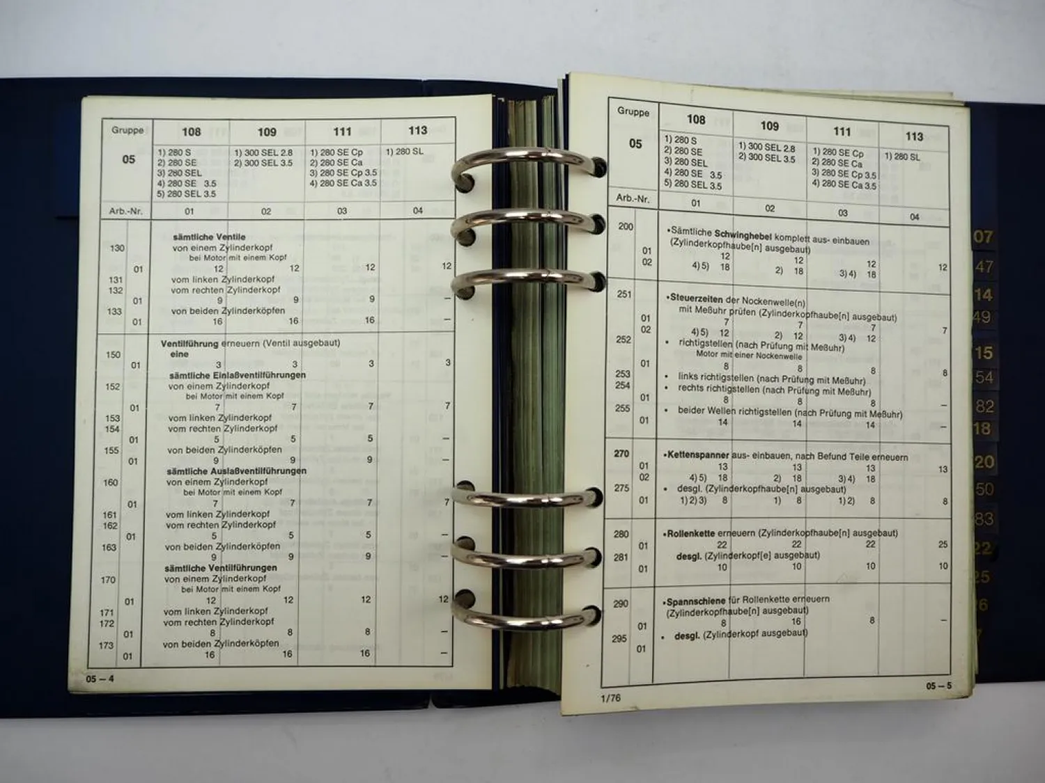 Mercedes Benz W 108 109 111 113 Coupe Cabrio Arbeitswertbuch Reparaturen 1976