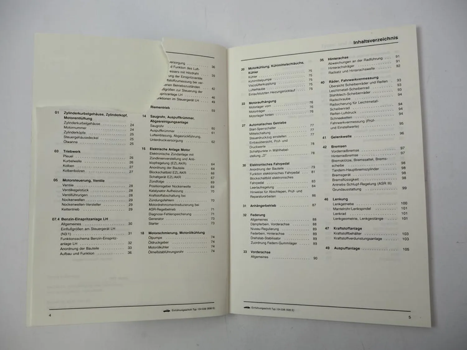 Mercedes Benz W124 500E V8 Einführungsschrift Werkstatthandbuch Schulung 1991