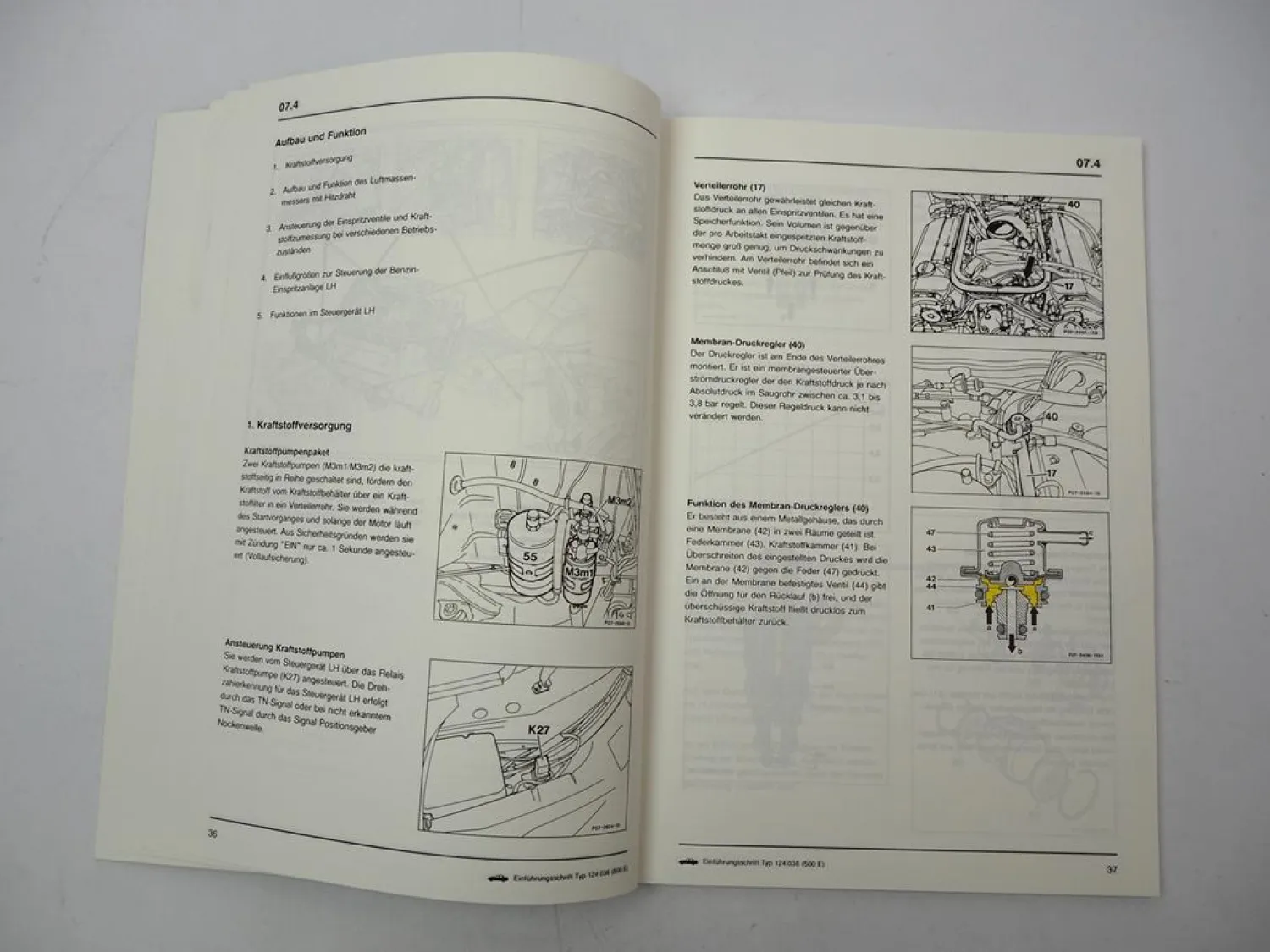 Mercedes Benz W124 500E V8 Einführungsschrift Werkstatthandbuch Schulung 1991