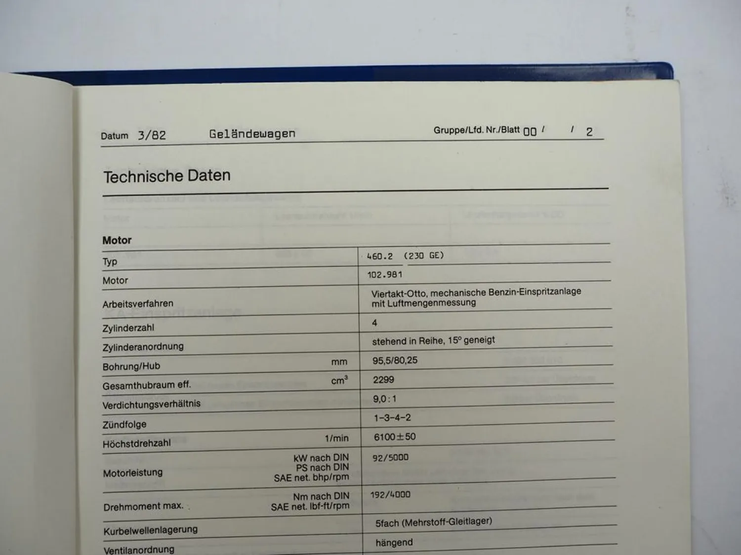 Mercedes Benz W460 230GE Geländewagen Werkstatthandbuch Reparatur Schulung 1982