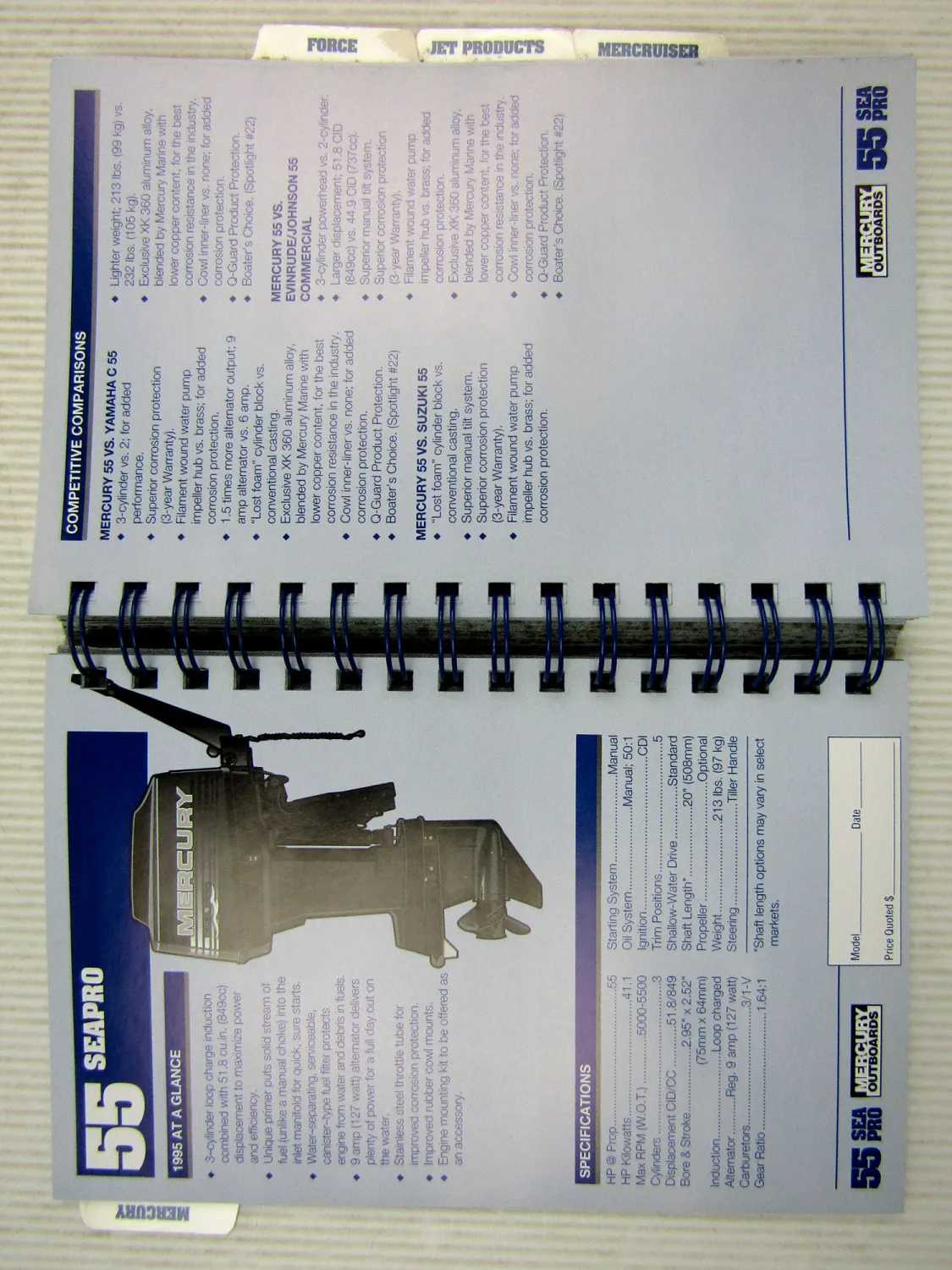 Mercury Mariner 1995 Product Handbook Mercury Force Mercruiser Jet Products