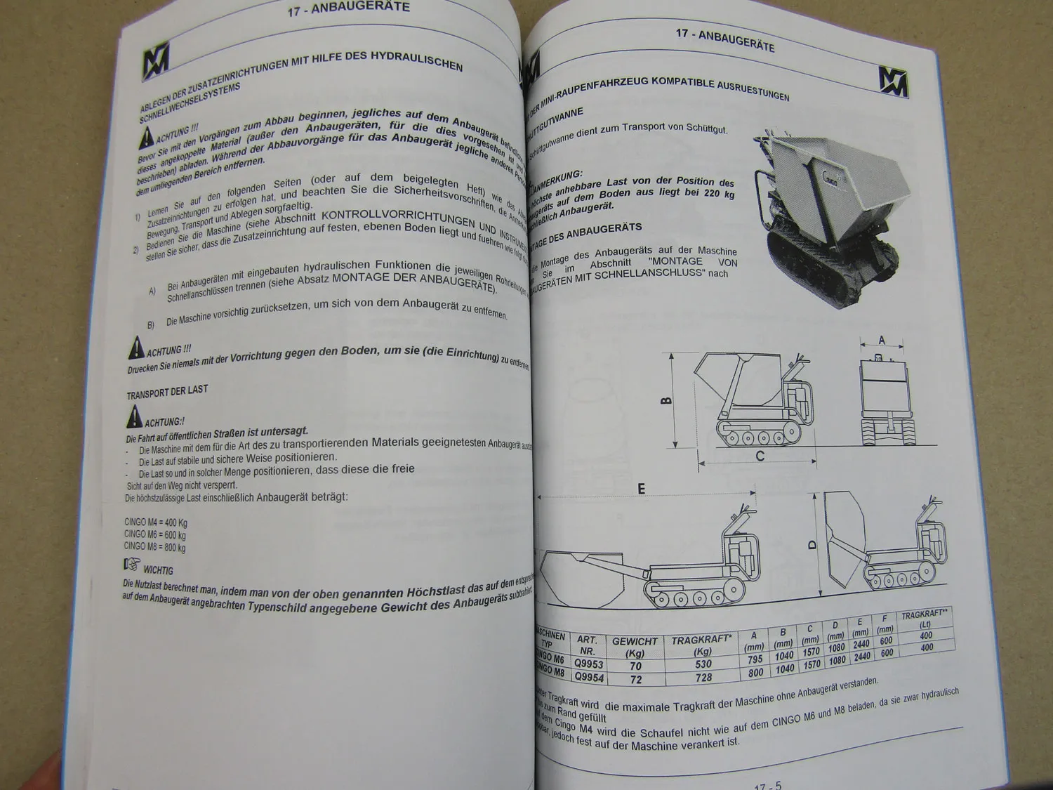 Merlo CINGO M4 M6 M8 Betriebsanleitung Wartung Austausch Ersatzteile ca 2001/03