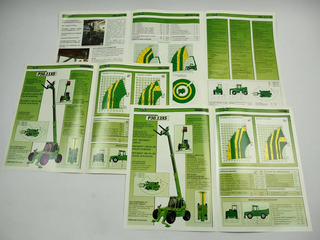 Merlo Panoramic P 30.11 30.13 Roto 25.11 XS Teleskopstapler 3x Prospekt 1990er J.