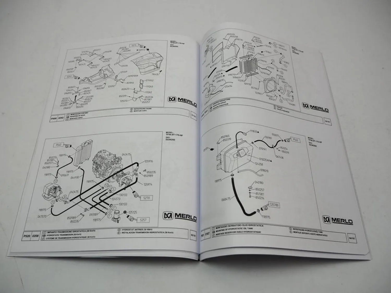 Merlo TF50.8T-170-HF Teleskoplader Ersatzteilliste Spare Parts List Ricambi