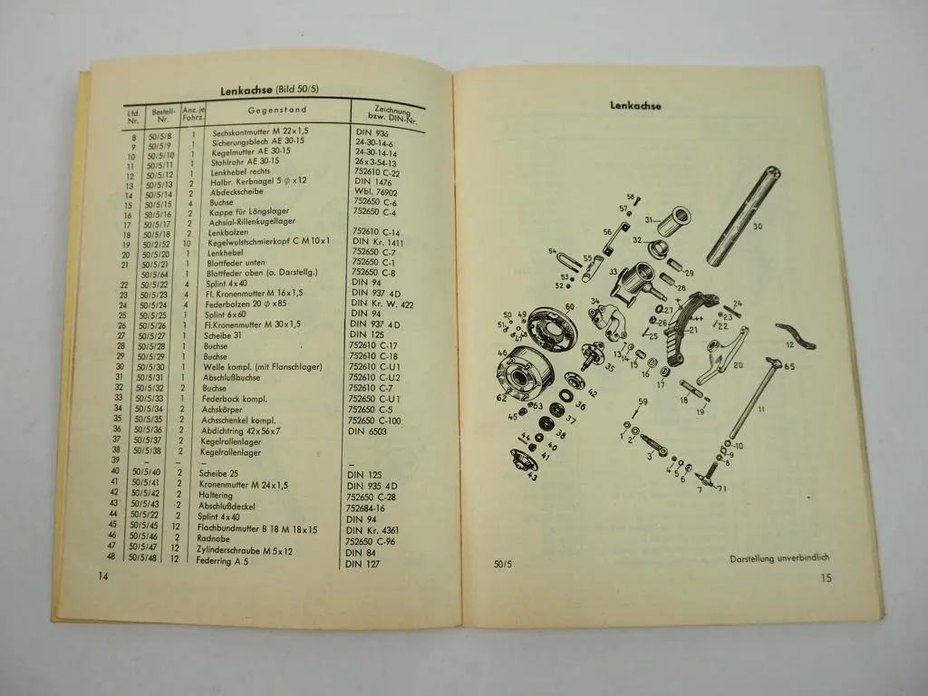 MIAG GS 2002 B Benzin Gabelstapler Ersatzteilliste 1960