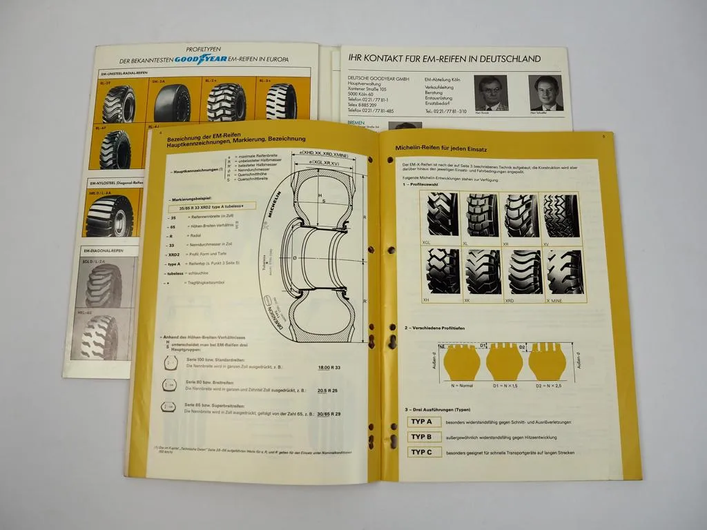 Michelin Reifen für die Erdbewegungsmaschinen + GoodYear EM-Reifen Broschüre