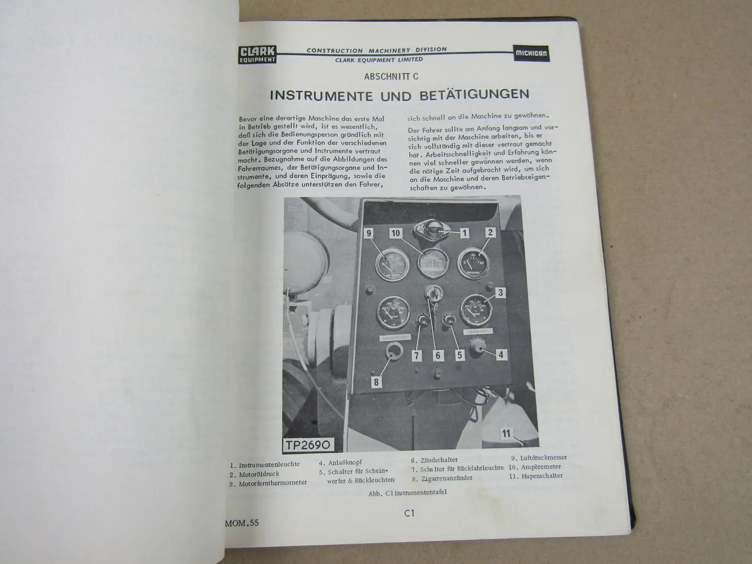 Michigan 125 175 275 IIIA Lader Bedienungsanleitung Betriebsanleitung ca 1965