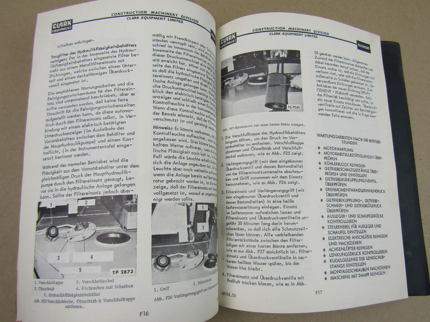 Michigan 125 175 275 IIIA Lader Bedienungsanleitung Betriebsanleitung ca 1965