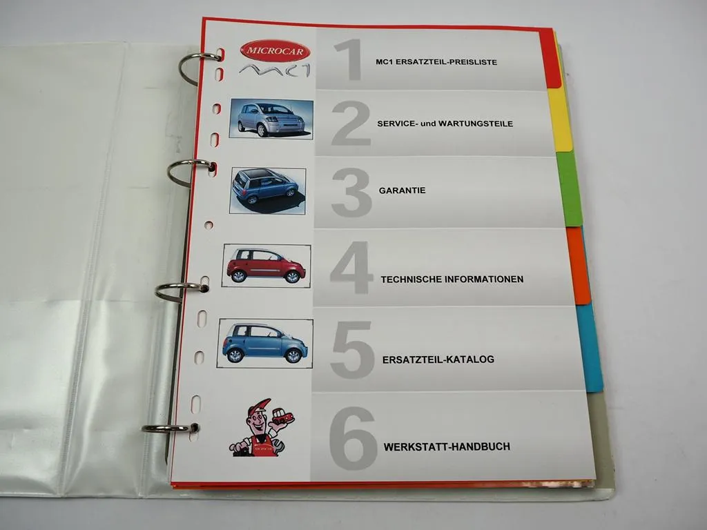 Microcar MC1 Werkstatthandbuch Ersatzteilliste Technische Information 2005