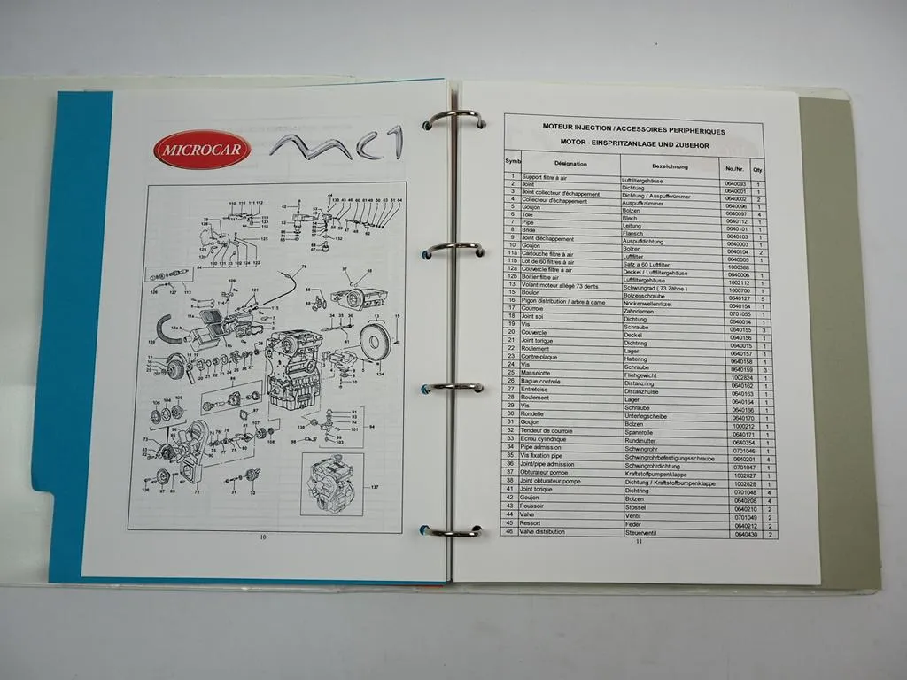 Microcar MC1 Werkstatthandbuch Ersatzteilliste Technische Information 2005