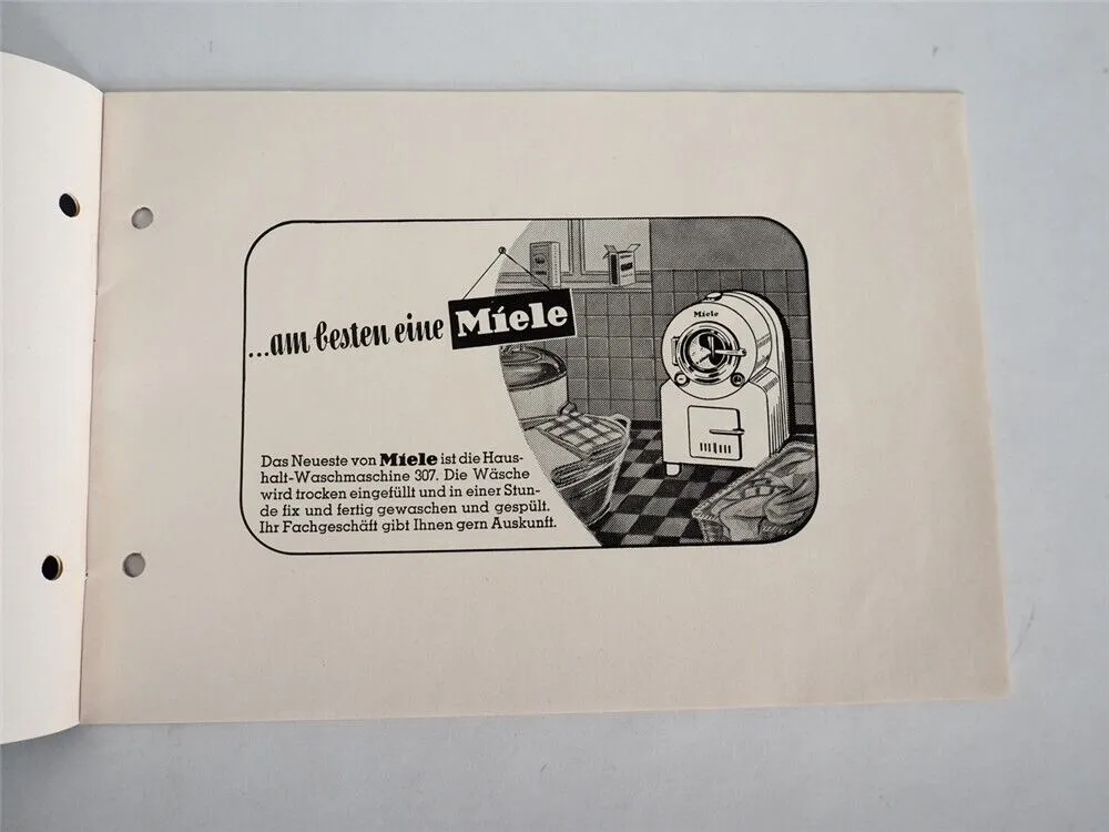 Miele Gütersloh Waschmaschine Staubsauger Motorrad Zeitungsanzeige Werbung 1954