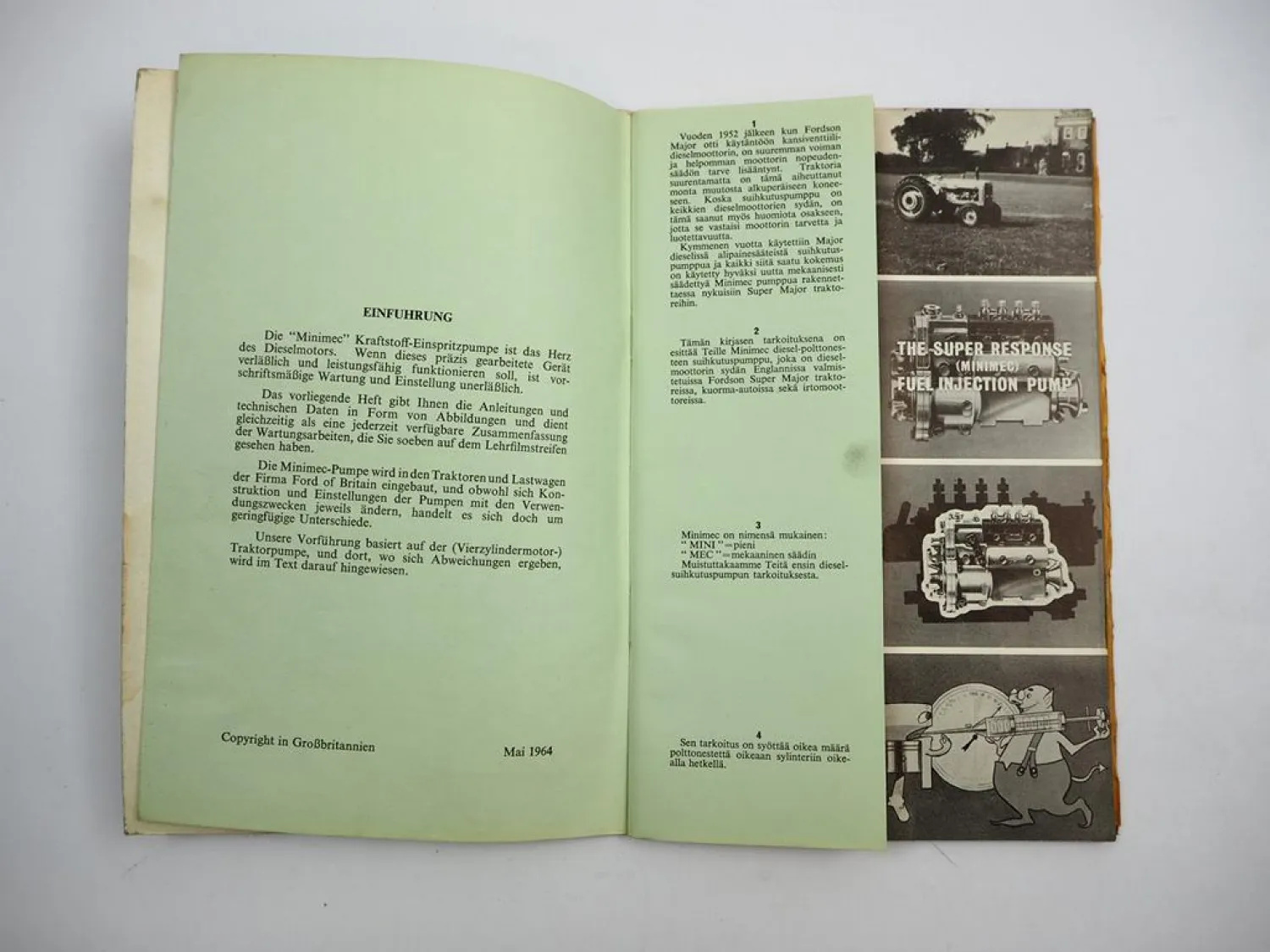 Minimec Einspritzpumpe z.B. in Ford Fordson Super Major 1964 Werkstatthandbuch