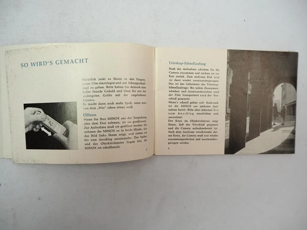 Minox B Camera Minikamera Betriebsanleitung Bedienungsanleitung 1950/60er Jahre