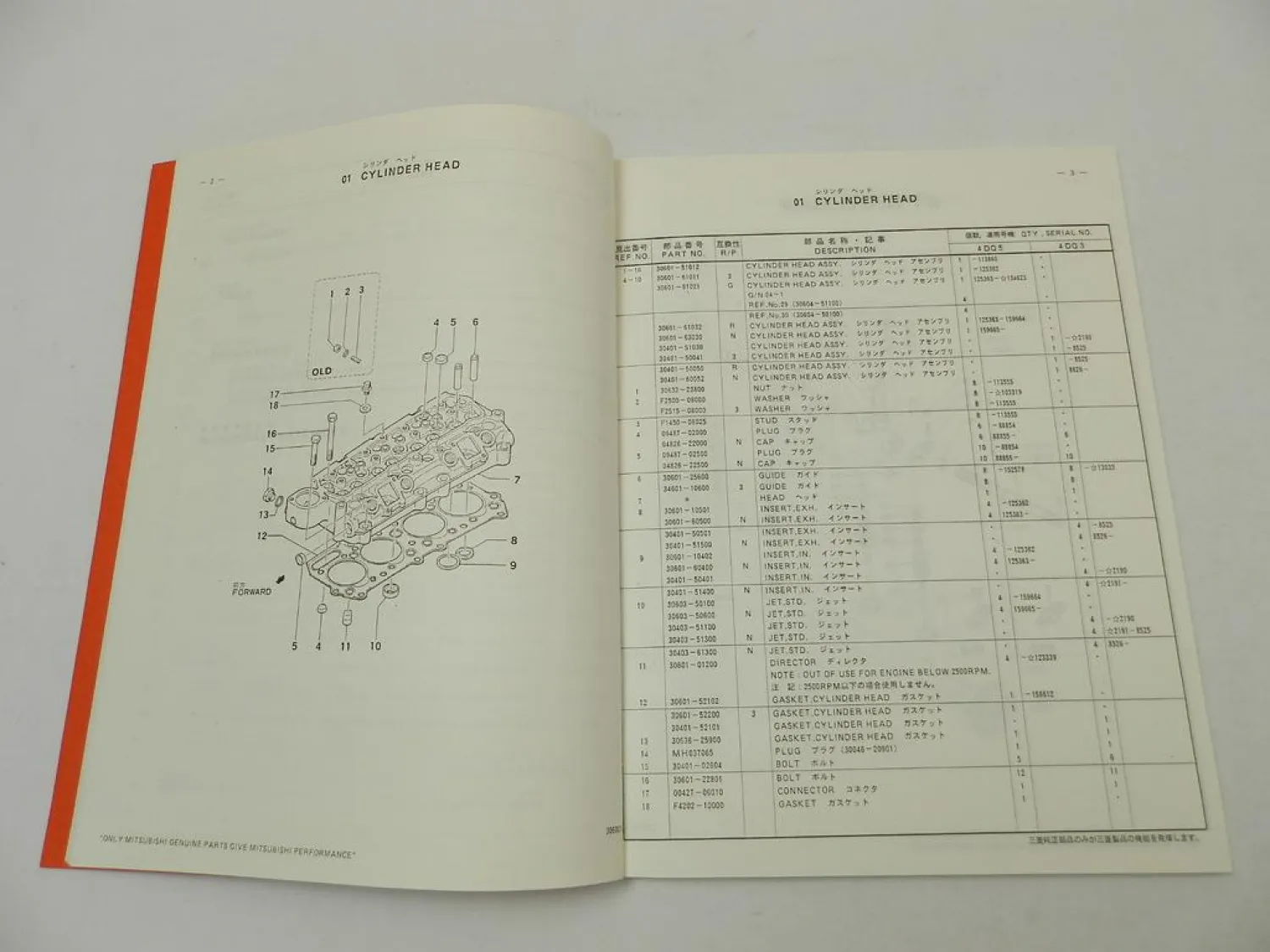 Mitsubishi 4DQ5 4DQ3 Diesel Engine Parts List 1988 Ersatzteilliste