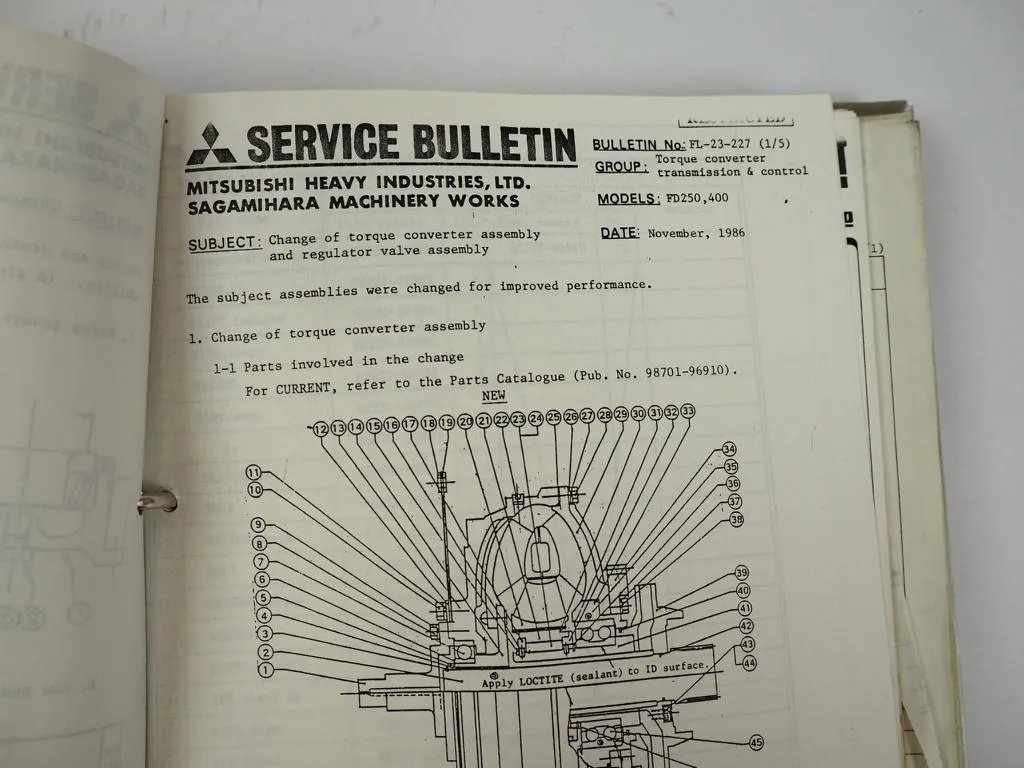 Mitsubishi Forklift Trucks FD FG Service Bulletin Mitteilungen Gabelstapler 80er