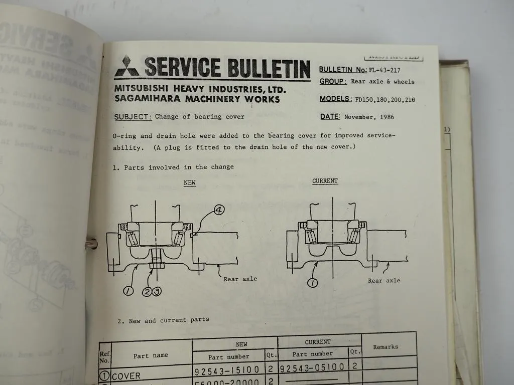 Mitsubishi Forklift Trucks FD FG Service Bulletin Mitteilungen Gabelstapler 80er
