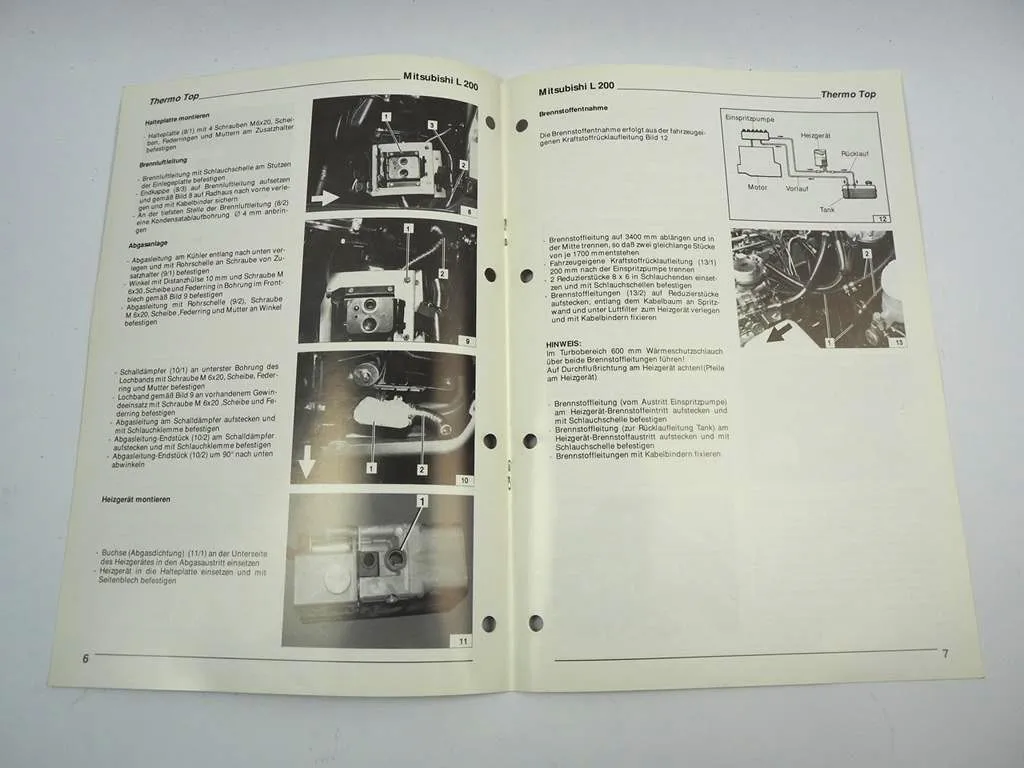 Mitsubishi L200 2.5 TD Einbauanleitung Webasto Thermo Top T BW/DW50 Heizung