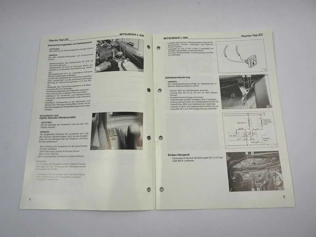 Mitsubishi L200 TD K74T Einbauanleitung Webasto Thermo Top Z/C-D Heizung