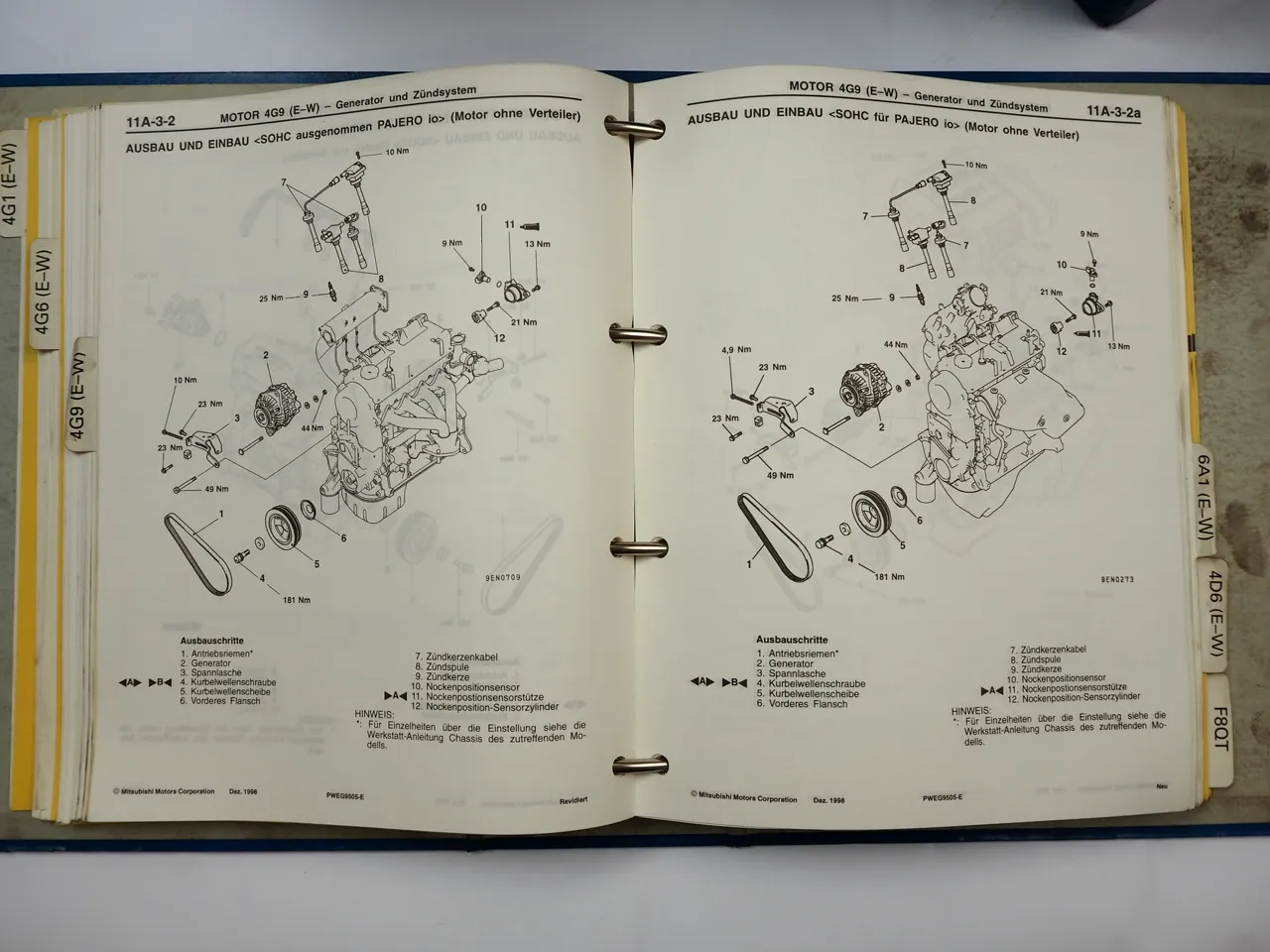 Mitsubishi Motor Benzin Diesel Reparaturanleitung 1991 - 1999 Werkstatthandbuch