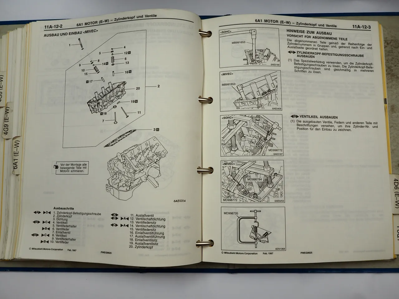 Mitsubishi Motor Benzin Diesel Reparaturanleitung 1991 - 1999 Werkstatthandbuch