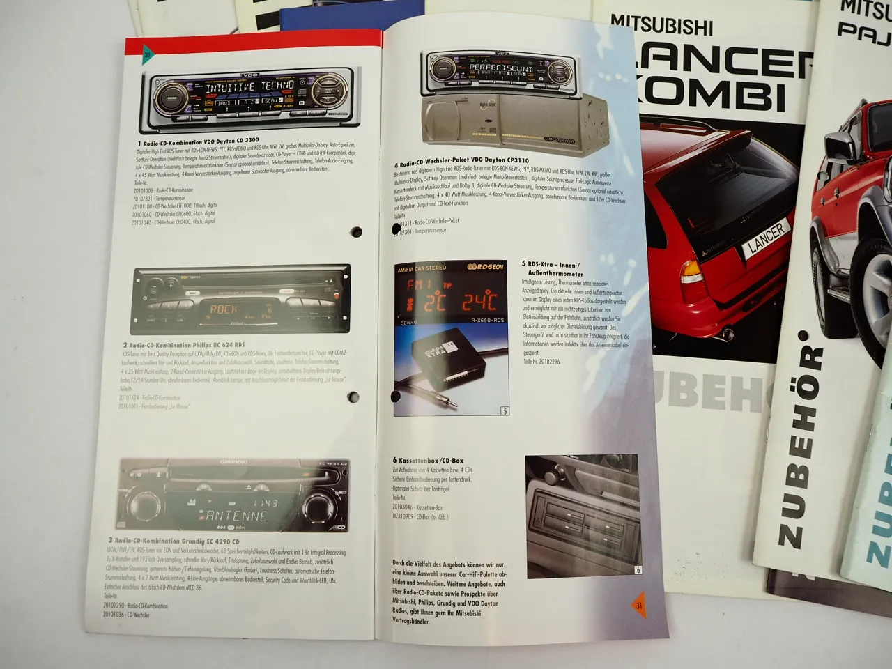 Mitsubishi Pajero Lancer L200 Galant Colt Eclipse 29x Prospekt Zubehör 1990er J.