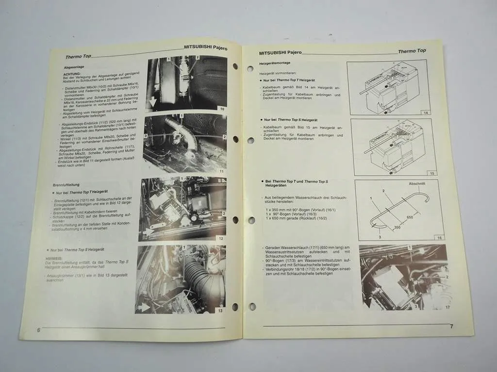 Mitsubishi Pajero V20 3500 Einbauanleitung Webasto Thermo Top T / S BW50 Heizung
