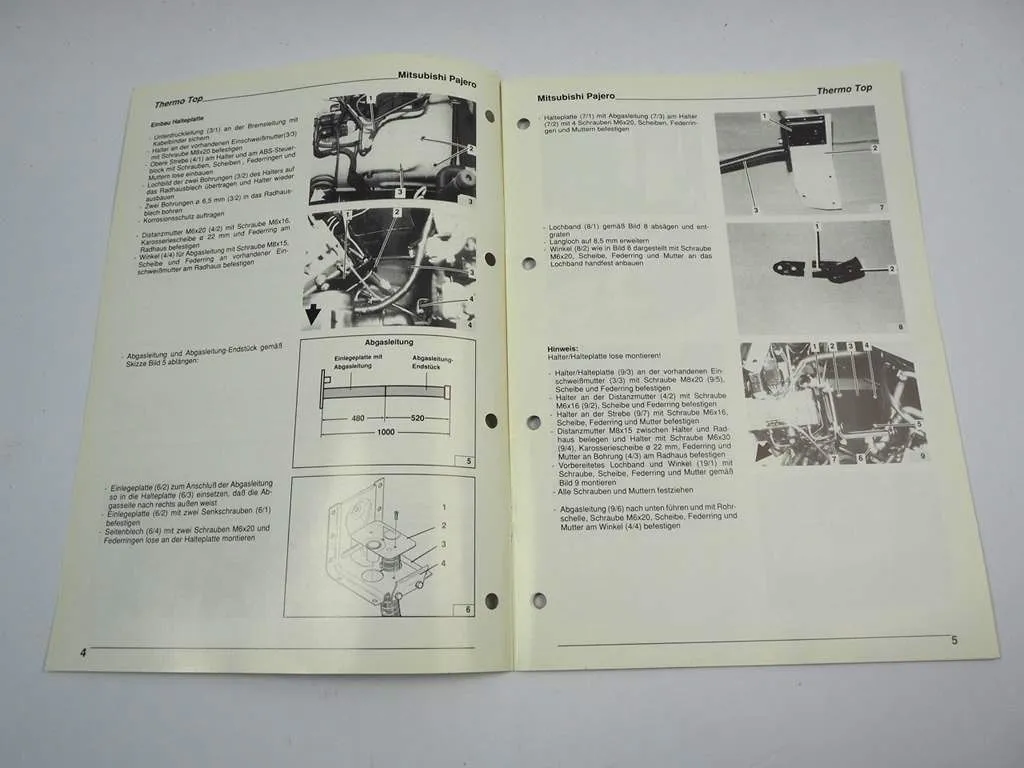 Mitsubishi Pajero V6 3500 V20 Einbauanleitung Webasto Thermo Top T BW50 Heizung