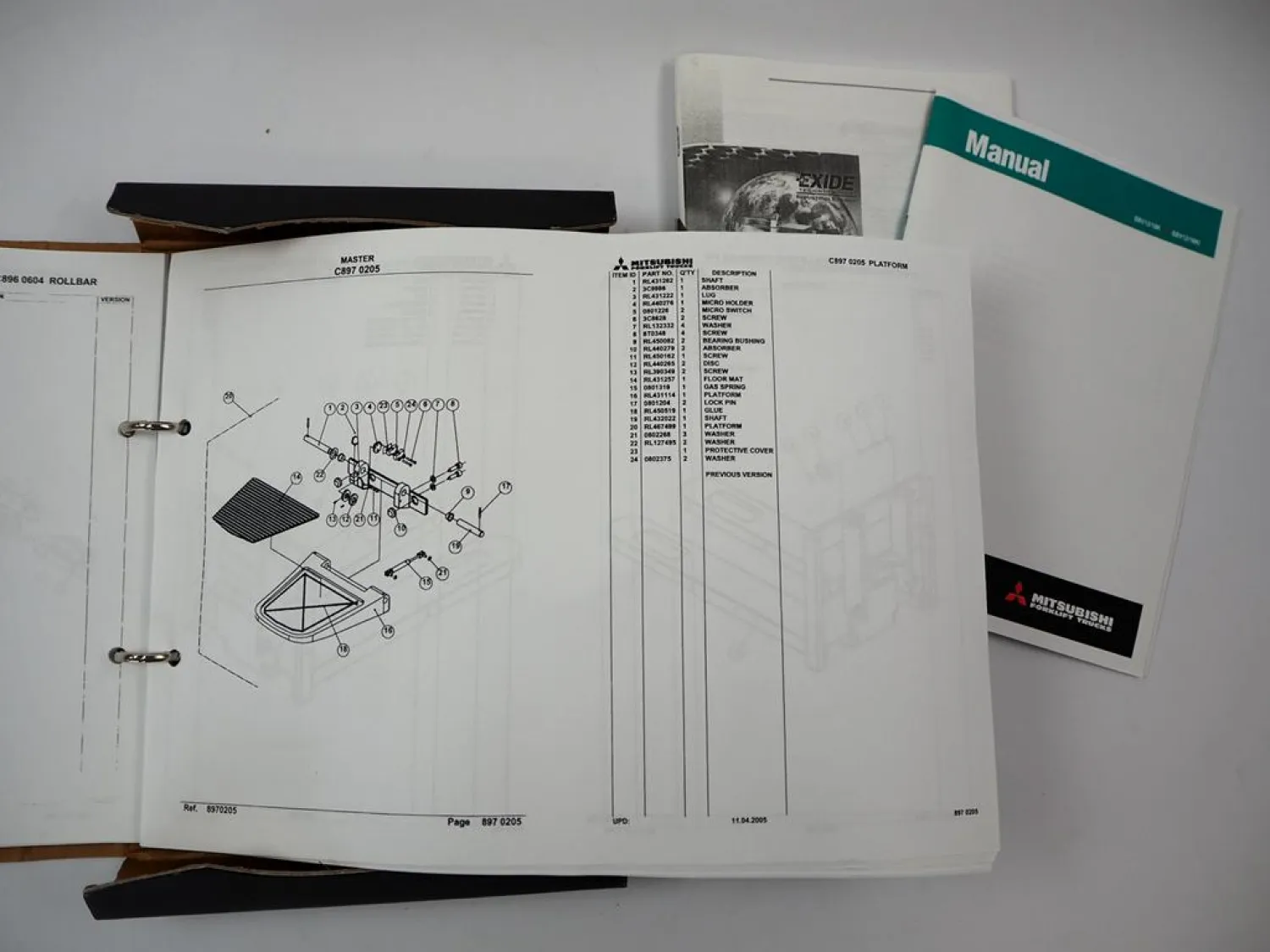 Mitsubishi SBD16K Hubwagen Betriebsanleitung Ersatzteilkatalog Schaltplan 2005