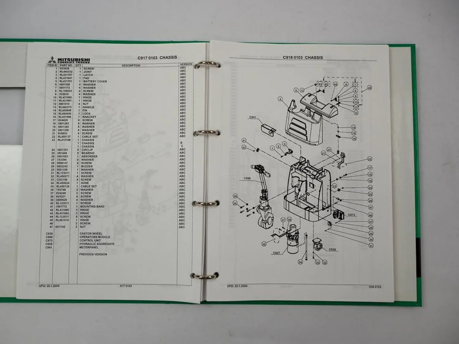 Mitsubishi SBP12K Hubstapler Betriebsanleitung Ersatzteilkatalog Schaltplan 2004