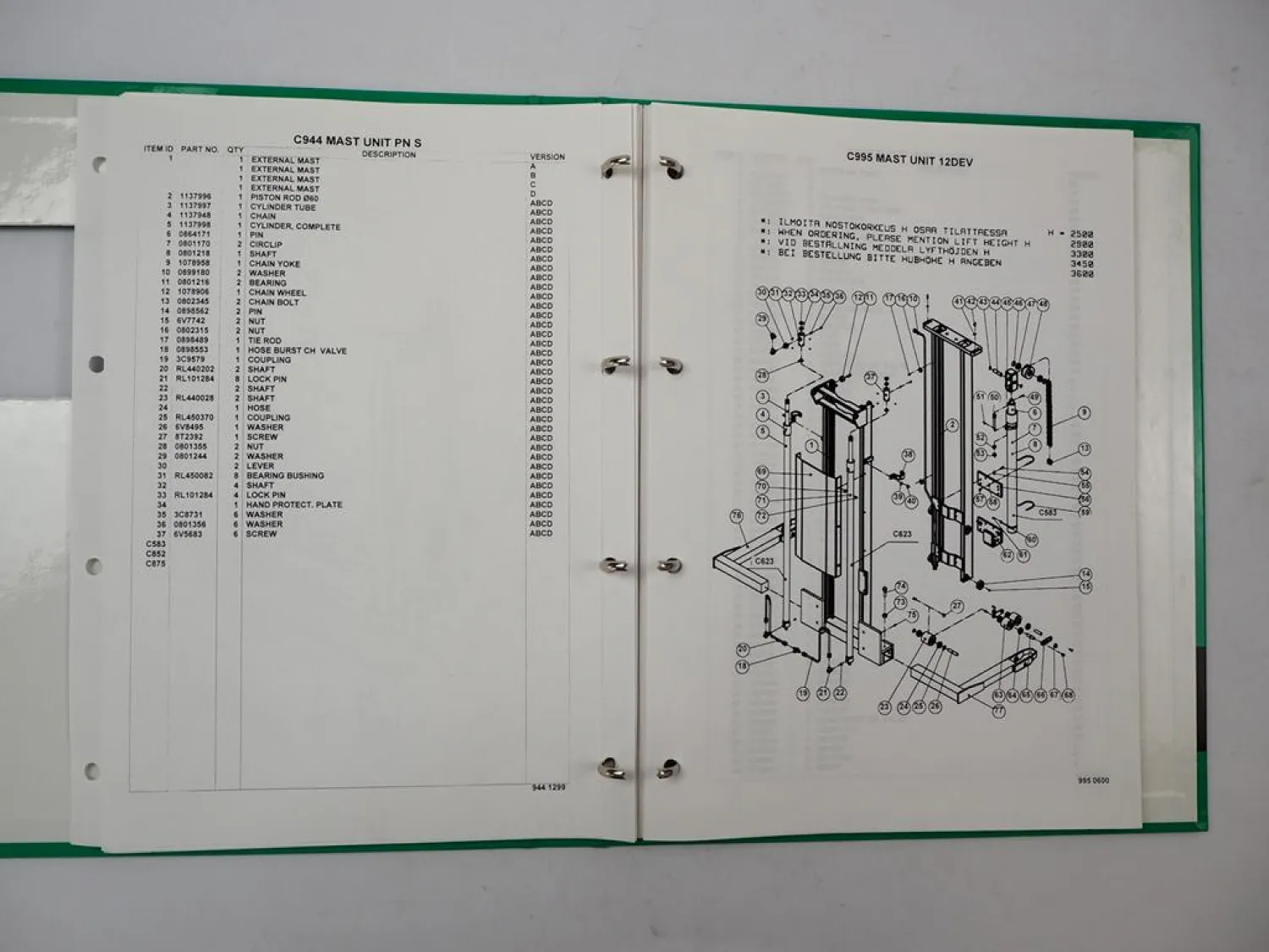 Mitsubishi SBP12K Hubstapler Betriebsanleitung Ersatzteilliste Schaltplan
