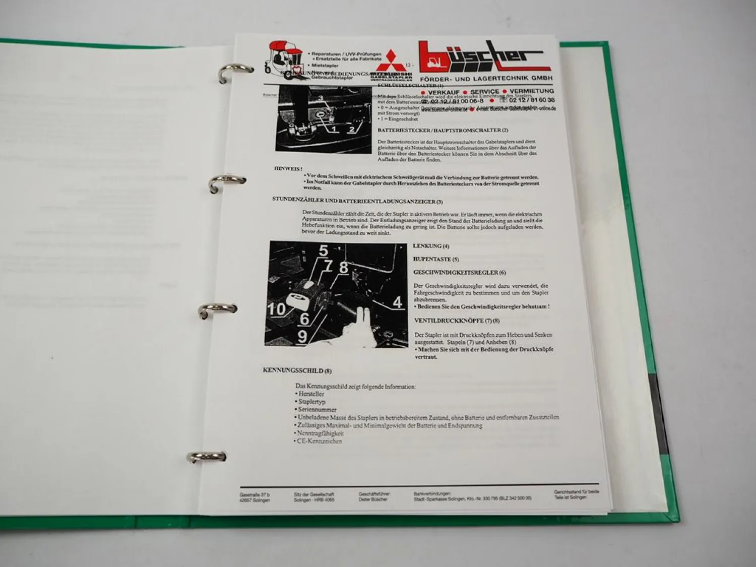 Mitsubishi SBP16K Hubstapler Betriebsanleitung Ersatzteilliste Schaltplan 2004