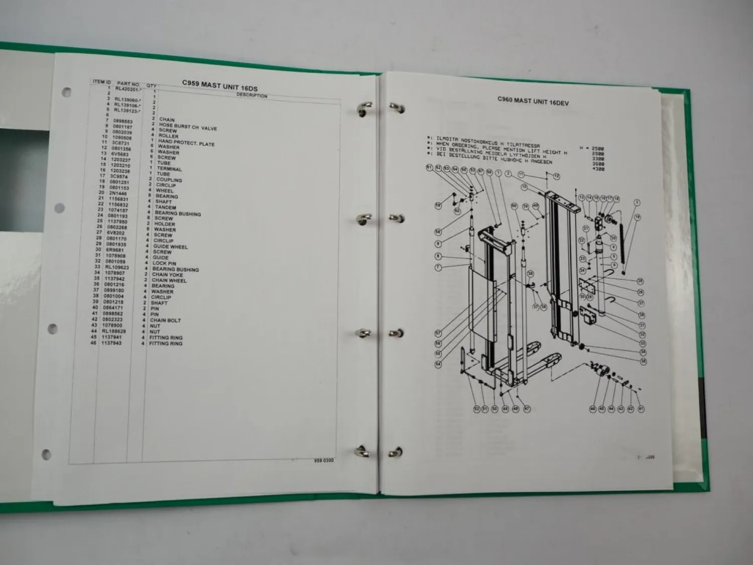 Mitsubishi SBP16KI Hubstapler Betriebsanleitung Ersatzteilliste Schaltplan 2004