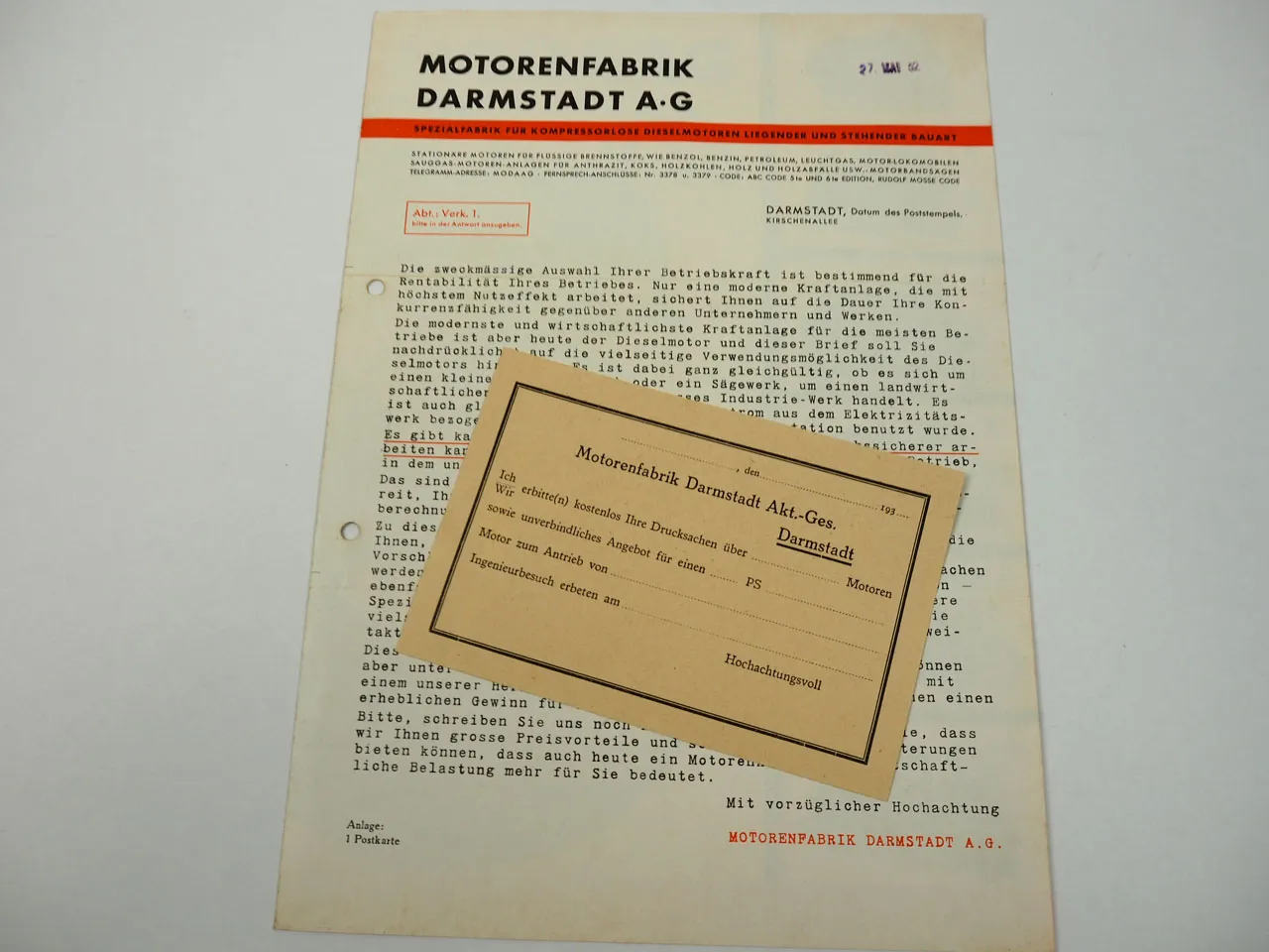 MODAG MODAAG KRUPP Dieselmotor D3n Lokomobil Aggregate Darmstadt Prospekt 1932