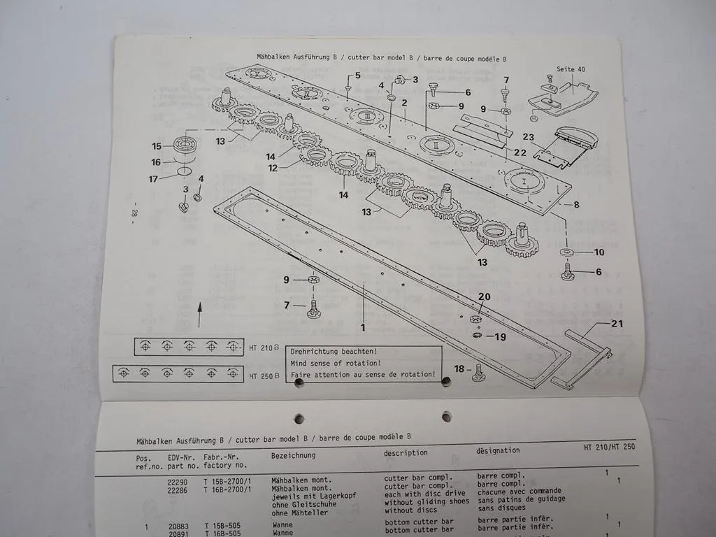Mörtl HT 130 170 210 250 290 330 Tellermähwerk Heckanbau Ersatzteilliste 1992