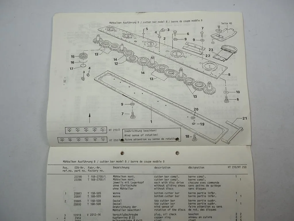 Mörtl HT 130 170 210 250 290 330 Tellermähwerk Heckanbau Ersatzteilliste 1994